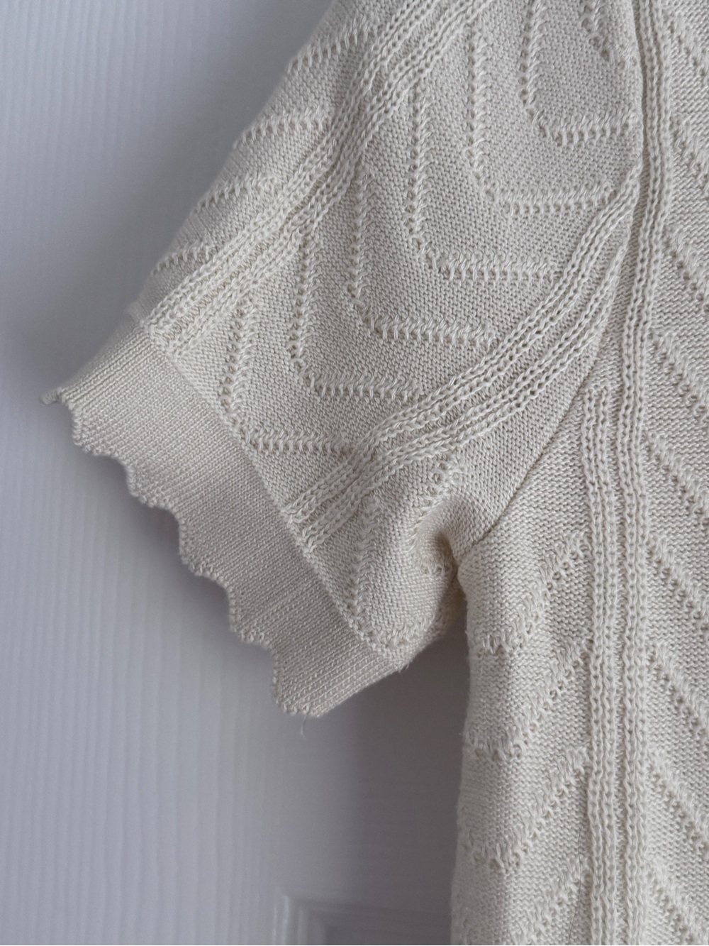 Tahari Cream Short-Sleeve Cable Knit Polo Sweater - Picture 4 of 13